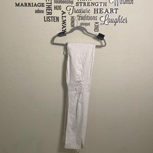 Fashion Nova WHITE shredded JEANS